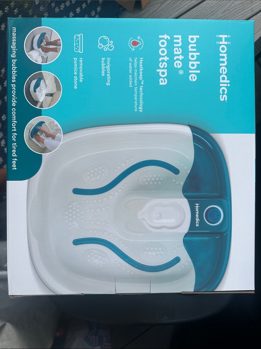 Homedics Bubble Mate Footspa in Teal and White